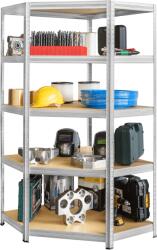 Premiumshelf Fém Sarokpolc 5 Fa Polccal Horganyzott 180x90x45cm Teherbírás: 250kg/polc összteherbírás: 1250kg