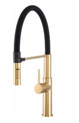 Gamma Vento Új, szabadon álló mosogató csaptelep rugalmas karral, 2 funkciós kifolyóval, fekete-arany fényes, GMA-BVONK-GD (GMA-BVONK-GD)