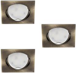 Kanlux TRIBIS II L AB Süllyesztett lámpatest szett fényforrással, TRIBIS 3XGU10, 3x max 10W, 82x82mm, IP20, patinált réz (23843) (23843)