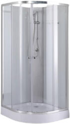 STUXI Genova 90x90 cm íves két tolóajtós fehér hátfalas zuhanykabin 5 mm üveggel zuhanytálcával és csapteleppel (TL-8619W-90)