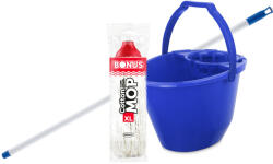 Bonus Felmosó szett-vödör KÉK 11L csavaró kosár, felmosó nyél 120cm CottonMop 160gr (B181K)