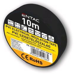Entac Szigetelőszalag 0, 18x19mm fekete 10m Entac (AVI EIT 1819 10M B)
