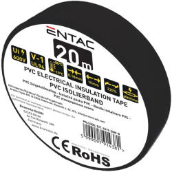 Entac Szigetelőszalag 0, 18x19mm fekete 20m Entac (AVI EIT 1819 20M B)