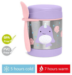 Skip Hop Zoo Ételtermosz Kanállal és Villával Narvál Mintás 325ml - Rozsdamentes Acél, Duplafalú, BPA-mentes Ételtároló 3 Éves Kortól