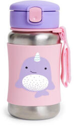 Skip Hop Zoo Narvál Rozsdamentes Acél Szívószálas Kulacs - Duplafalú, Szivárgásmentes és BPA-mentes Itatópohár 12 Hónapos Kortól