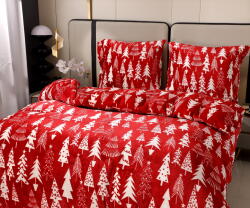  Lenjerie cocolino CHRISTMAS TREES rosu Dimensiune lenjerie de pat: 2 buc 70 x 90 cm | 200 x 220 cm Lenjerie de pat