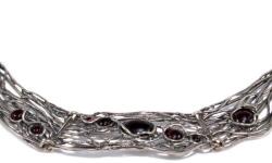 Ékszershop Izraeli ezüst gránát köves antikolt nyakék (2179008)