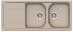 SCHOCK Formhaus D-200 Cristalite Sabbia kétmedencés csepegtetőtálcás gránit mosogató, szifonnal, bézs, beépíthető (6426282101312)