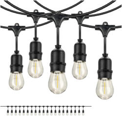 Kobi Kültéri kerti füzér fényfüzér 500lm 2700K Meleg fehér 20x E27 Fekete IP44 10m Baja Kobi (KOBOGR1244)