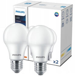 Philips 2x LED izzó E27 A60 8W = 60W 806lm 2700K Meleg CorePro Philips (8719514471092)