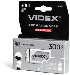 Videx Nikkel-metálhidrid akkumulátor 8.4V 300mAh 9V 1 db. VIDEX (VIDBAT0230)