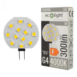 ECOLight LED kapszulaizzó G4 3W 280lm 4000K semleges 12V Ecolight (ECOLED2000)