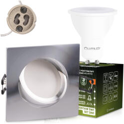 Lumileds Süllyesztett, négyzet alakú halogén lámpatest TRIX 3 az 1-ben GU10 6W 4000K fényes ezüst LUMILED (LEDOPRMIA750)
