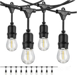 Kobi Kerti kültéri füzér fényfüzér 10W 500lm 2700K Meleg fehér 10x E27 fekete IP44 10m Mimosa Kobi (KOBOGR1250)