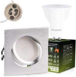 Lumileds Süllyesztett, négyzet alakú halogén lámpatest TRIX 3 az 1-ben 6W GU10 4000K szálcsiszolt ezüst LUMILED (LEDOPRMIA752)