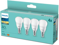 Philips 4x LED izzó E14 gömb P45 4.9W = 40W 470lm 2700K Meleg Essential Philips (8719514313583)