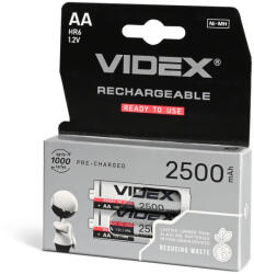 Videx Nikkel-metálhidrid akkumulátor 2500mAh AA 2 db VIDEX (VIDBAT0270)