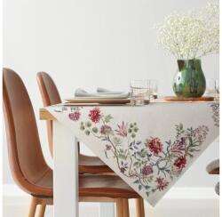 EUROFIRANY Egzotikus virágmintás gobelin asztalterítő zsenília fonalból Natúr 100x100 cm +/-5%