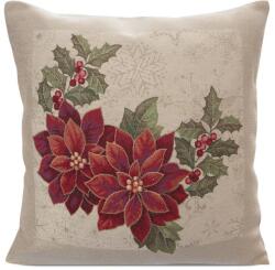 Eurofirany Gobelin karácsonyi párnahuzat fényes fonallal Natúr/piros 45x45 cm +/-5%