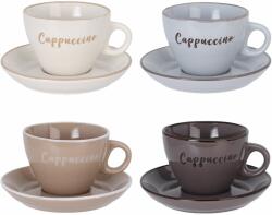 4home 4 db Cappuccino 220 ml-es kőagyag csésze éscsészealj szett, vegyes színekben