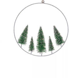 DekorTrend Fém ablakdísz fenyőfákkal, 30 cm, 30 led, meleg fehér, elemes (KDA_011) - gearfordive