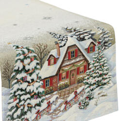 Kert és Otthonbolt Alpesi barna házikós, gépi gobelin asztali futó, 44 x 140 cm (R411244X140)