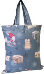  Szürkéskék kislány karácsonyi ajándékcsomag mintás pamutvászon táska - 35x45 cm