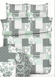  Krepp 3 részes ágynemű huzat garnitúra - 140x200 cm / pasztell zöld patchwork - pillangó mintával