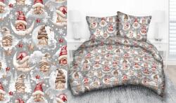  Piros - barna karácsonyi manós - csillagos 3 részes ágynemű huzat garnitúra 140x200 cm