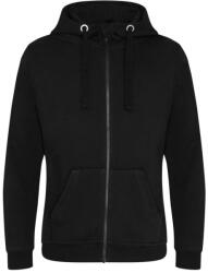 Just Hoods Uniszex vastag cipzáros kapucnis pulóver osztott kenguruzsebbel AWJH150, Jet Black-S (awjh150jbk-s)