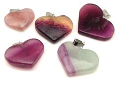 R. M. ékszer Fluorit szivárvány szív medál 2, 5-3, 5cm (022347)