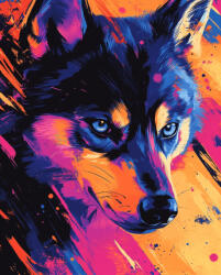 Alkotásutca Színes husky - Számfestő készlet kereten 40x50