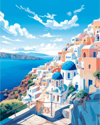 Alkotásutca Tengerparti falucska - Számfestő készlet kereten 40x50