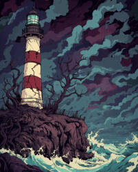 Alkotásutca Elhagyott világítótorony - Számfestő készlet kereten 40x50