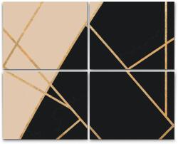  Festés számok szerint - Fekete-fehér márvány (4 darab vászonkép) Méret: 40x50cm (4db), Keretezés: Kartonlemezen