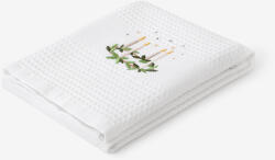 Goldea karácsonyi hímzett waffle konyharuha - adventi koszorú fehér alapon 50 x 70 cm