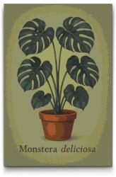  Festés számok szerint - Monstera deliciosa Méret: 40x60cm, Keretezés: Keret nélkül (csak a vászon)