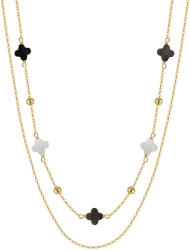 BeSpecial Colier argint 925 placat cu aur 14K cu pandantive din sidef Trifoi cu Patru Foi (CRR01)