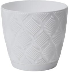 FORM-PLASTIC Ghiveci cu farfurie Flow Petit Eco Recycled 13 alb (501011)