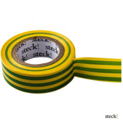 Steck ! Szigetelőszalag, zöld-sárga, 20 m