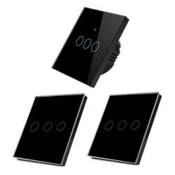 HomeVast Set HomeVast®, format din intrerupator inteligent, cu protocol WiFi+RF, compatibil Tuya/Smart life, cu contact tactil, fara nul, 3 canale, negru - Mod (SM-WIFI603-B-2xSM-R603-B)