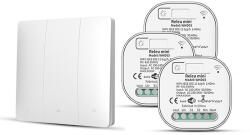 HomeVast Kit HomeVast®, format din intrerupator cinetic, RF, 3 canale, alb + 3 receivere inteligente, cu protocol WiFi+RF, compatibil Tuya/Smart life, on/off (WHD03313P)