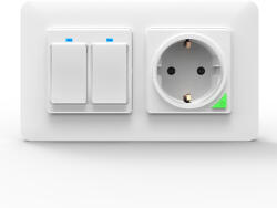 HomeVast Set HomeVast®, format din intrerupator smart, cu buton, 2 canale + priza smart (ES-WPS-2_ES-WO03)