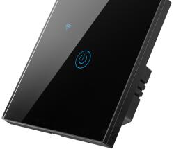 HomeVast Intrerupator inteligent cu contact tactil, HomeVast®, cu protocol WiFi, compatibil Tuya/Smart life, cu sau fara nul, 1 canal, negru (DS-101JL-1-B-O)