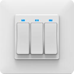 HomeVast Intrerupator inteligent cu buton, HomeVast®, 3 canale, cu protocol WiFi, compatibil Tuya/Smartlife (ES-WPS-3)