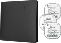 HomeVast Kit HomeVast®, format din intrerupator cinetic, RF, 3 canale, negru + 3 receivere inteligente, cu protocol ZigBee+RF, compatibil Tuya/Smart life, on/o (WHD03313ZB)