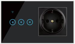 HomeVast Set intrerupator smart, cu protocol WiFi, compatibil Tuya/Smart life, model SM-WIFI603-B + priza simpla, model SM-W16A-B (SM-WIFI603-B_SM-W16A-B)