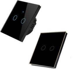 HomeVast Set HomeVast®, format din intrerupator inteligent, cu protocol WiFi+RF, compatibil Tuya/Smart life, cu contact tactil, fara nul, 2 canale, negru - Mod (SM-WIFI602-B-SM-R602-B)