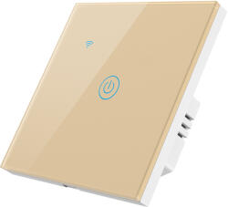 HomeVast Intrerupator inteligent cu contact tactil, HomeVast®, cu protocol WiFi, compatibil Tuya/Smart life, cu sau fara nul, 1 canal, auriu (DS-101JL-1-G-O)