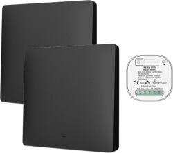 HomeVast Kit HomeVast®, format din 2 intrerupatoare cinetice, RF, 1 canal, negru + 1 receiver inteligent, cu protocol WiFi+RF, compatibil Tuya/Smart life, on/o (WHD03121PB)